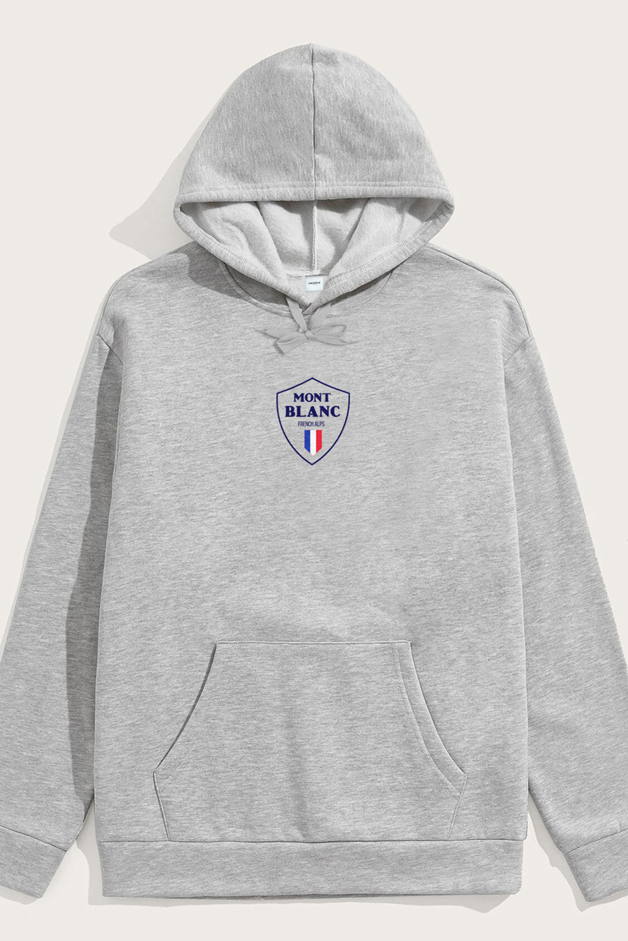 Levně Mikina s Kapucí, Barva Šedá, s Potiskem Mont Blanc Flag