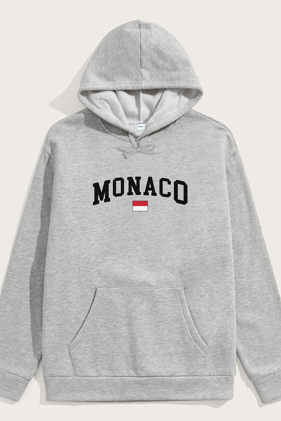 Levně Mikina s Kapucí, Barva Šedá, s Potiskem Monaco Flag