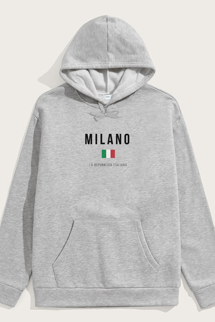 Levně Mikina s Kapucí, Barva Šedá, s Potiskem Milano La Repubblica