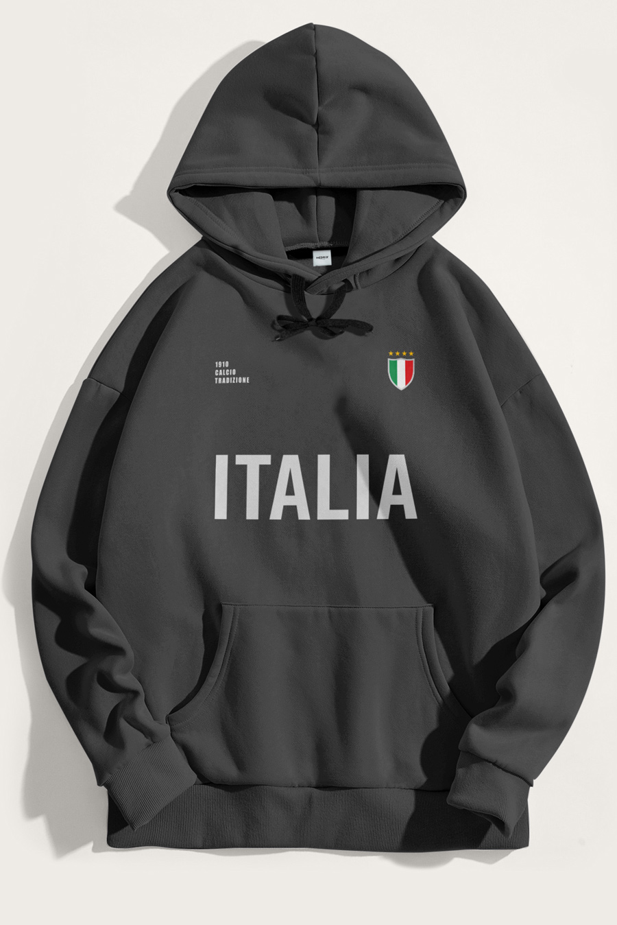 Levně Mikina s Kapucí, Barva Železitě Šedá, s Potiskem Italia Bold