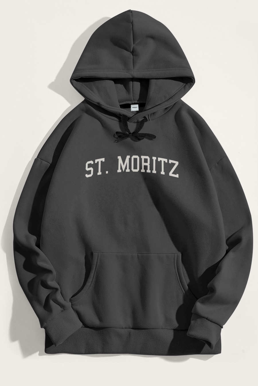 Levně Mikina s Kapucí, Barva Železitě Šedá, s Potiskem St. Moritz