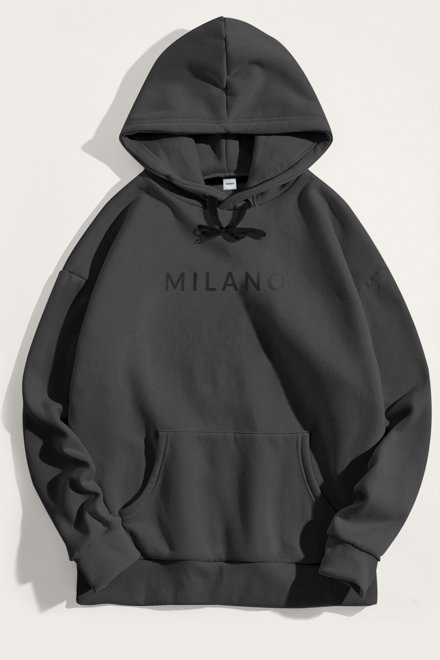 Levně Mikina s Kapucí, Barva Železitě Šedá, s Potiskem Milano Grey