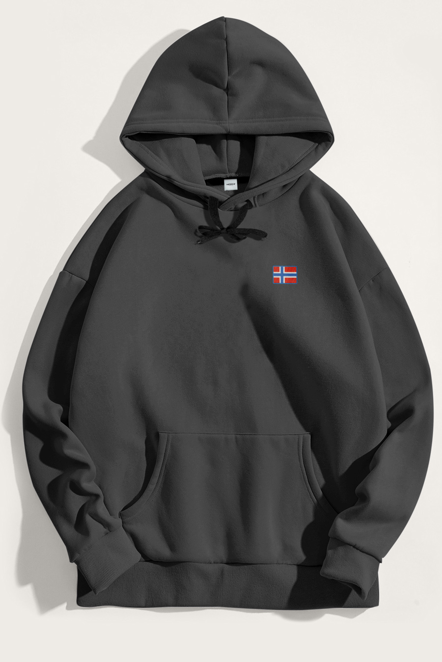Levně Mikina s Kapucí, Barva Železitě Šedá, s Potiskem Norwegian Flag Minimal