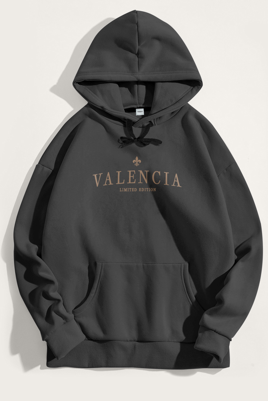Levně Mikina s Kapucí, Barva Železitě Šedá, s Potiskem Valencia Limited