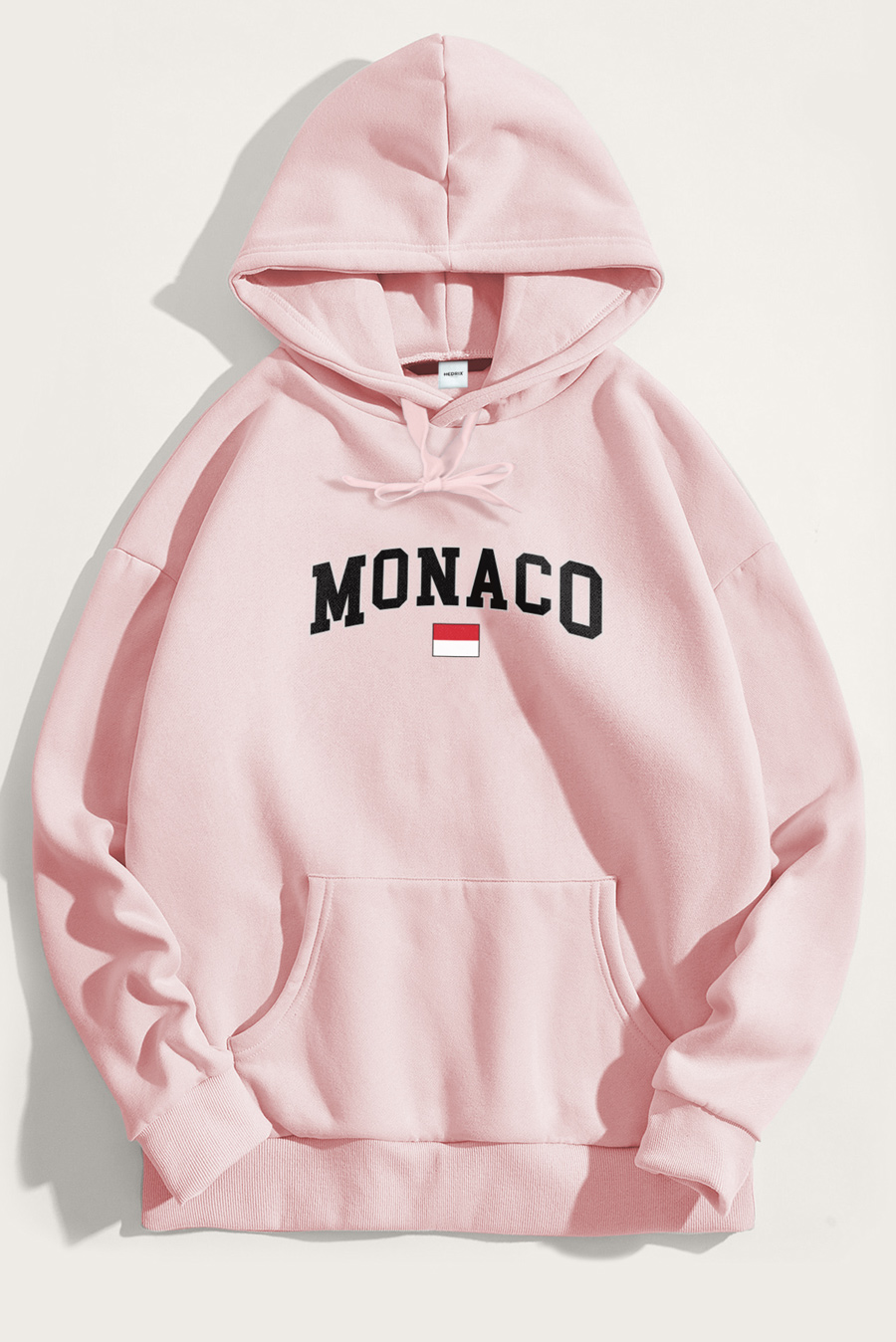 Levně Mikina s Kapucí, Barva Růžová, s Potiskem Monaco Flag