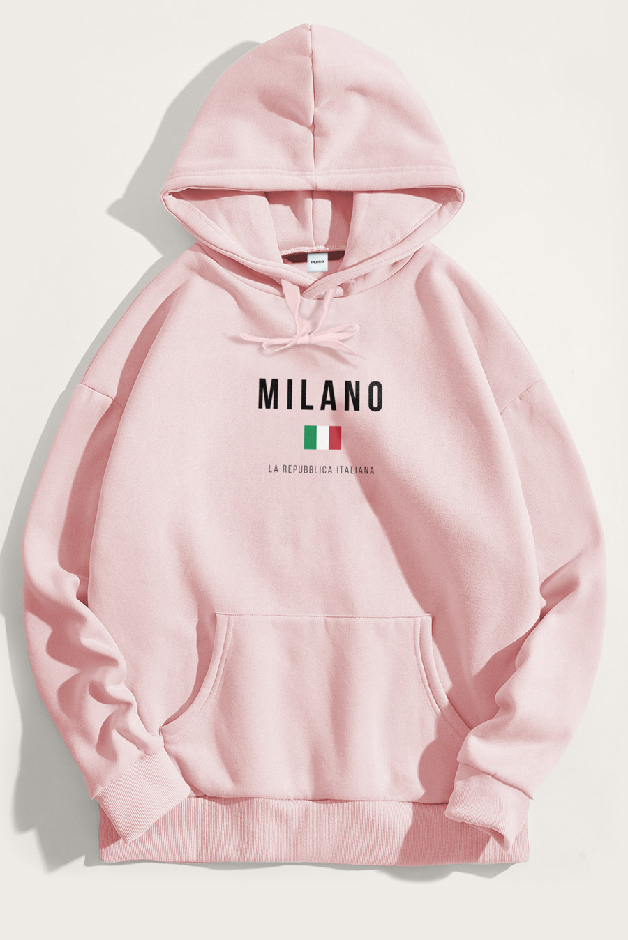 Levně Mikina s Kapucí, Barva Růžová, s Potiskem Milano La Repubblica