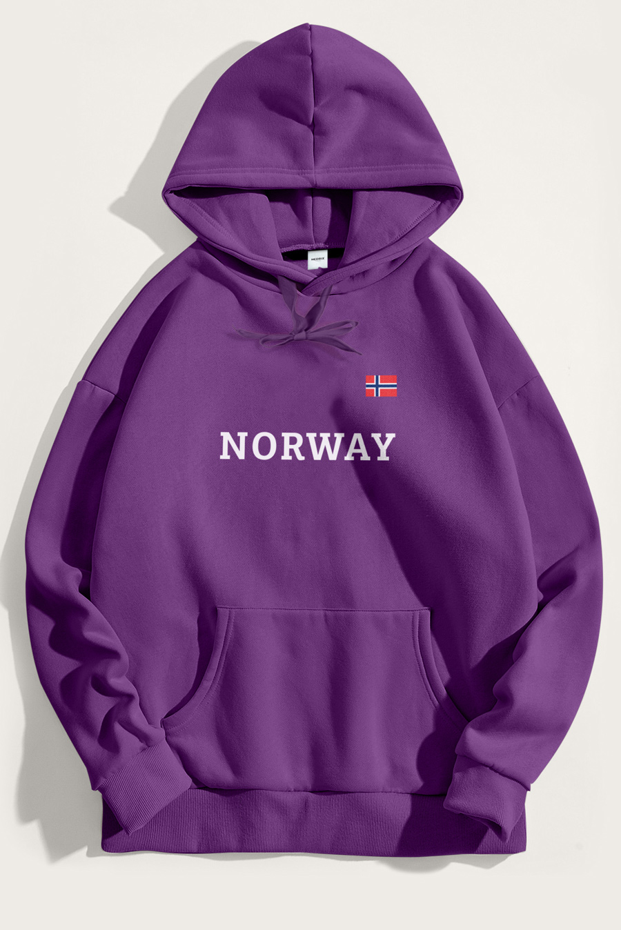 Levně Mikina s Kapucí, Barva Fialová , s Potiskem Norway
