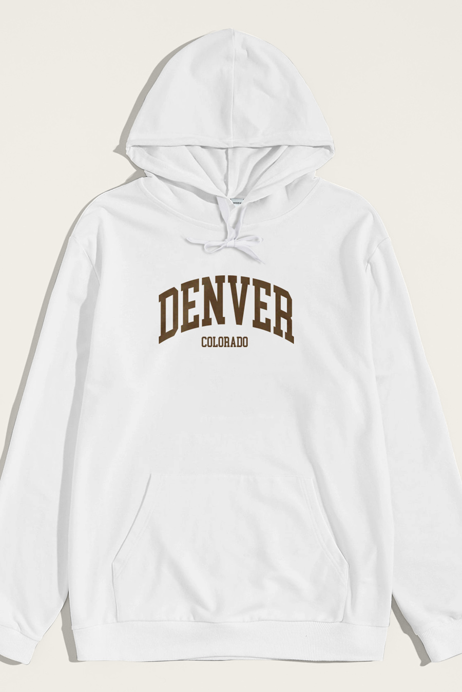 Levně Mikina s Kapucí, Barva Bílá, s Potiskem Denver Colorado