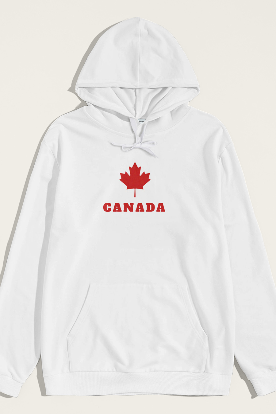 Levně Mikina s Kapucí, Barva Bílá, s Potiskem Canada