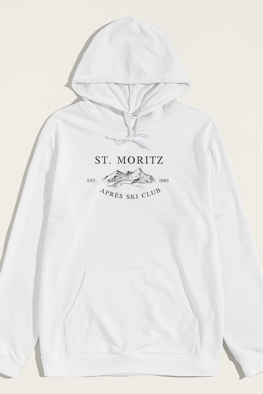 Levně Mikina s Kapucí, Barva Bílá, s Potiskem St. Moritz Est. 1985