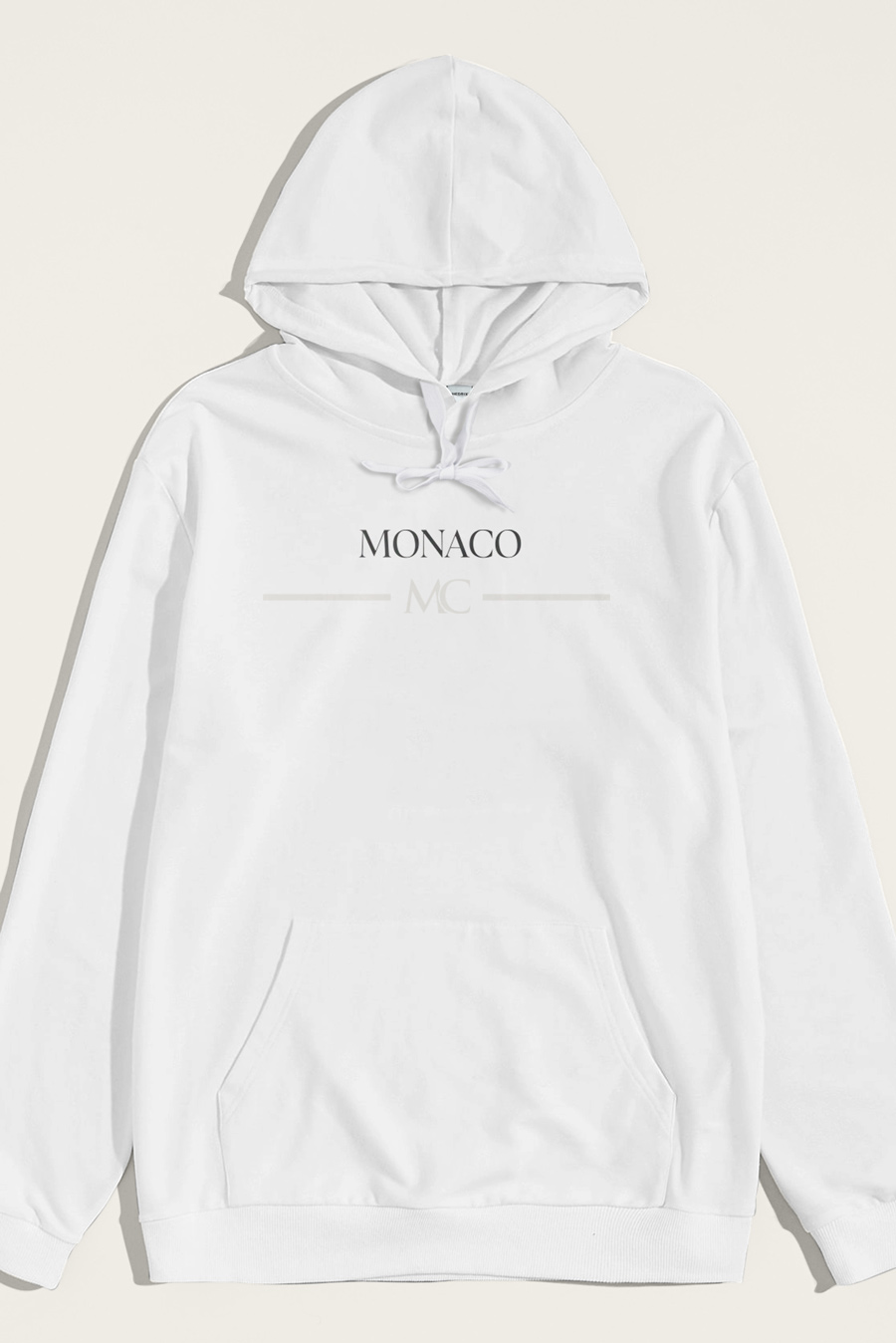 Levně Mikina s Kapucí, Barva Bílá, s Potiskem Monaco MC