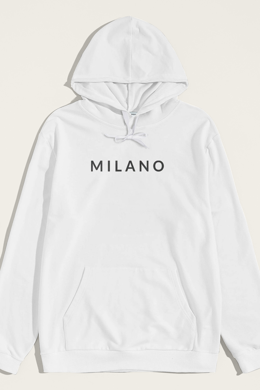 Levně Mikina s Kapucí, Barva Bílá, s Potiskem Milano Grey