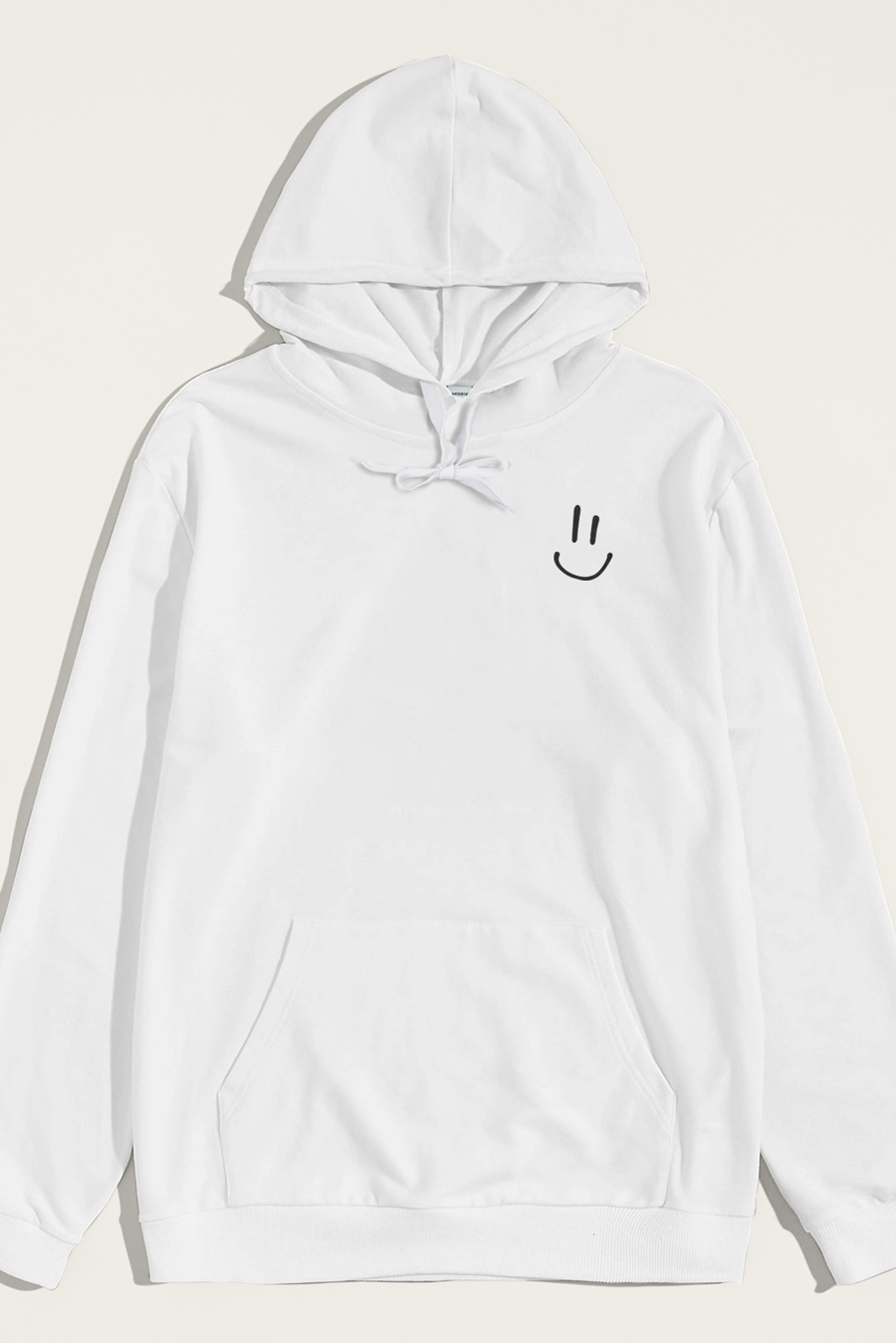 Levně Mikina s Kapucí, Barva Bílá, s Potiskem Smiley Face