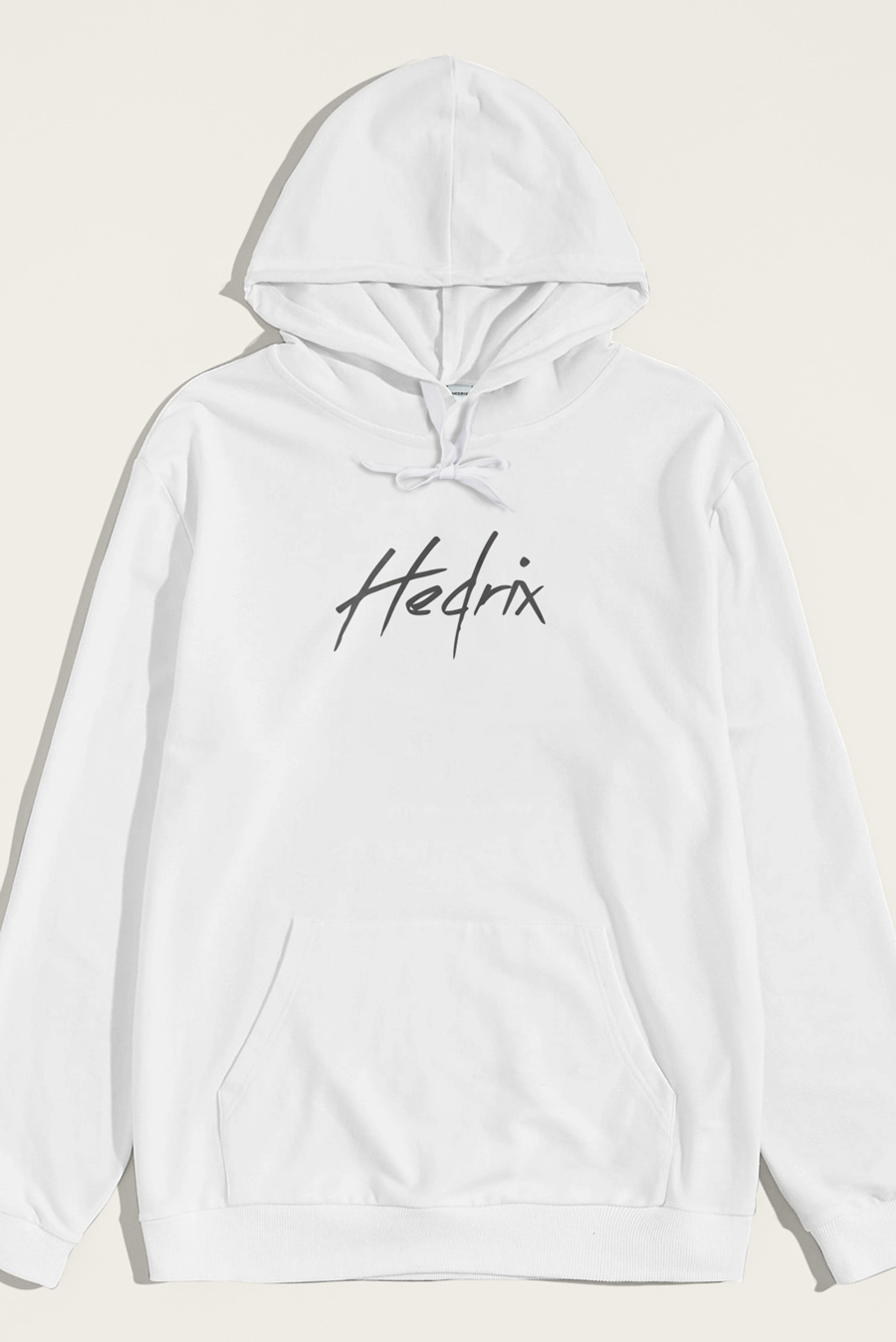 Levně Mikina s Kapucí, Barva Bílá, s Potiskem Hedrix Logo Grey