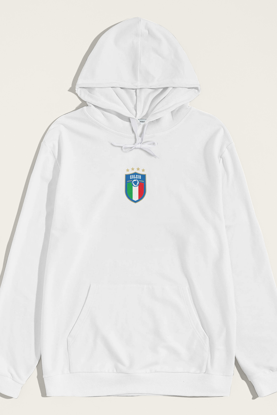 Levně Mikina s Kapucí, Barva Bílá, s Potiskem Calcio