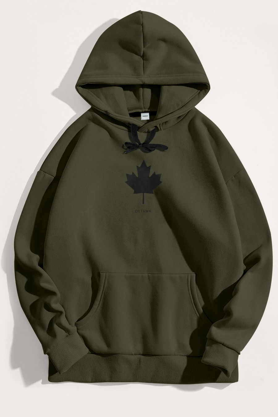 Levně Mikina s Kapucí, Barva Khaki, s Potiskem Ottawa Canada