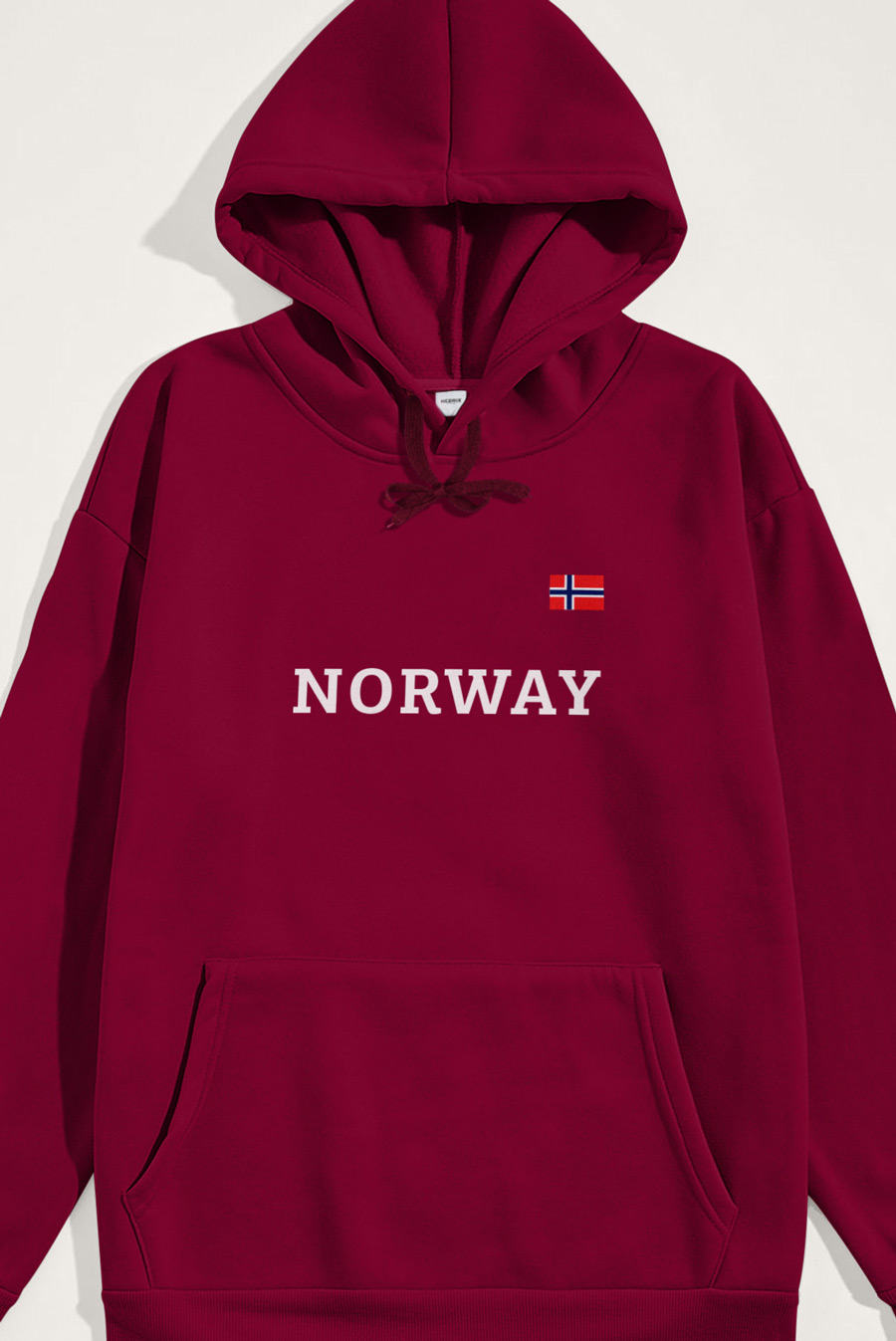 Levně Mikina s Kapucí, Barva Bordó, s Potiskem Norway