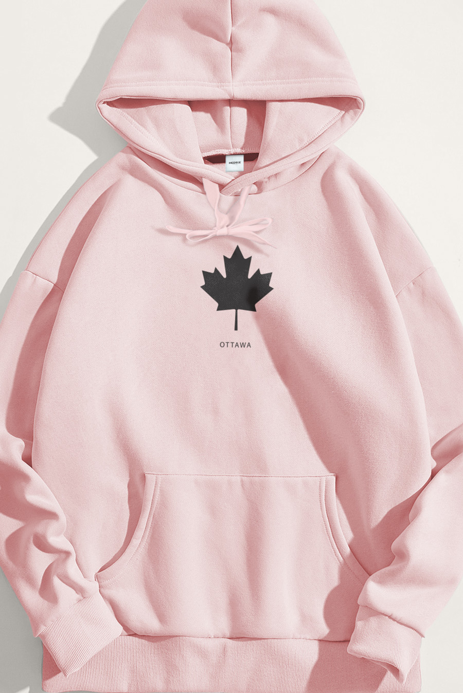 Levně Mikina s Kapucí, Barva Růžová, s Potiskem Ottawa Canada