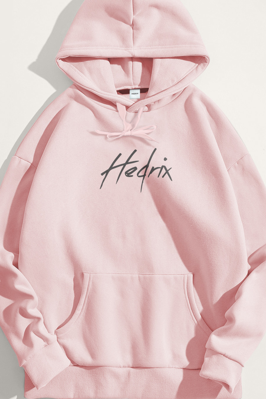 Levně Mikina s Kapucí, Barva Růžová, s Potiskem Hedrix Logo Grey