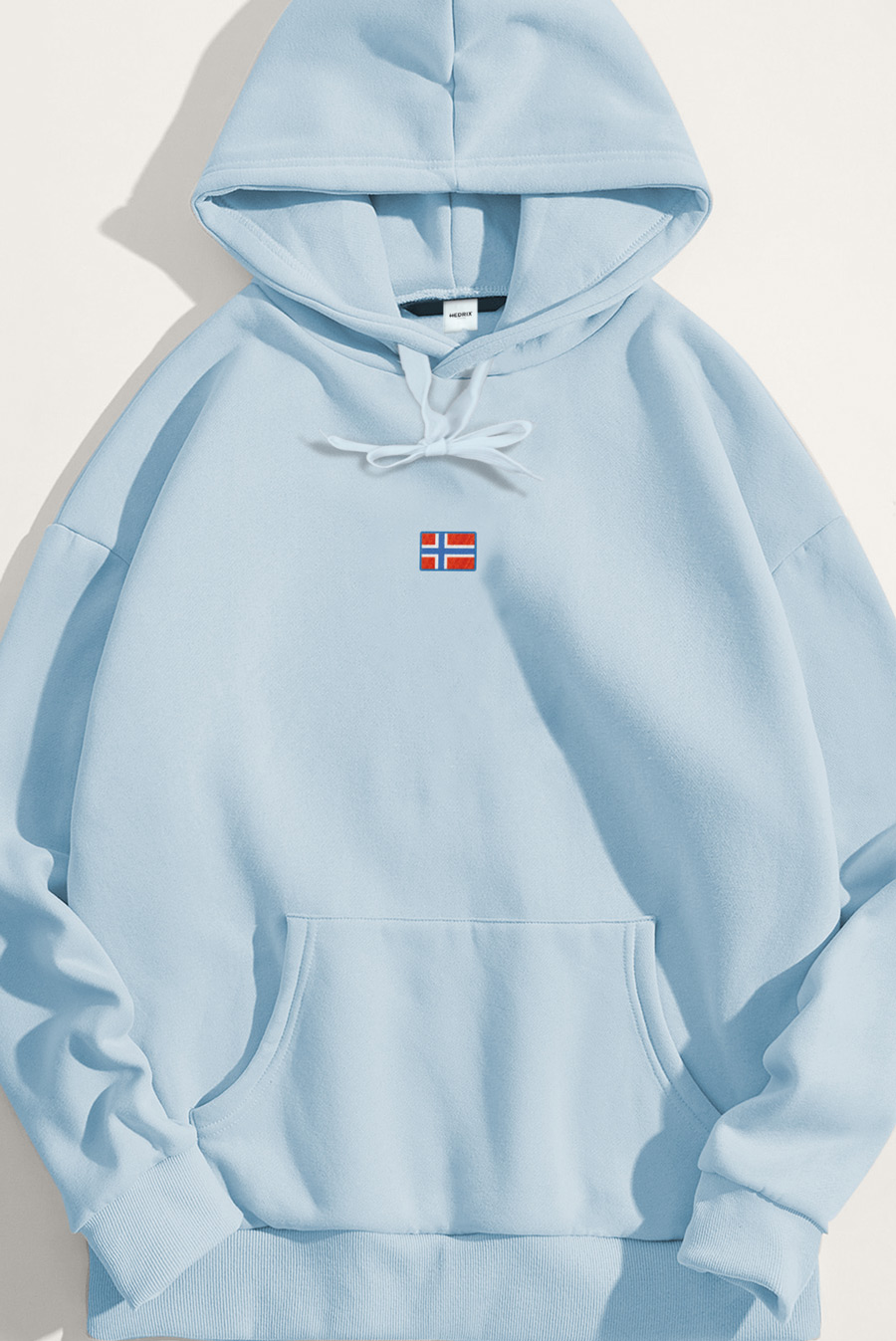 Levně Mikina s Kapucí, Barva Nebesky Modrá , s Potiskem Norwegian Flag Centered