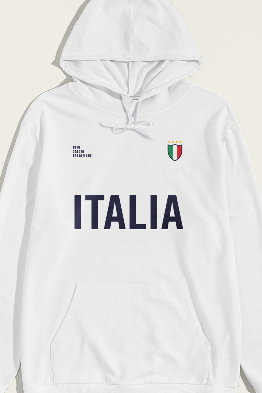 Levně Mikina s Kapucí, Barva Bílá, s Potiskem Italia Bold