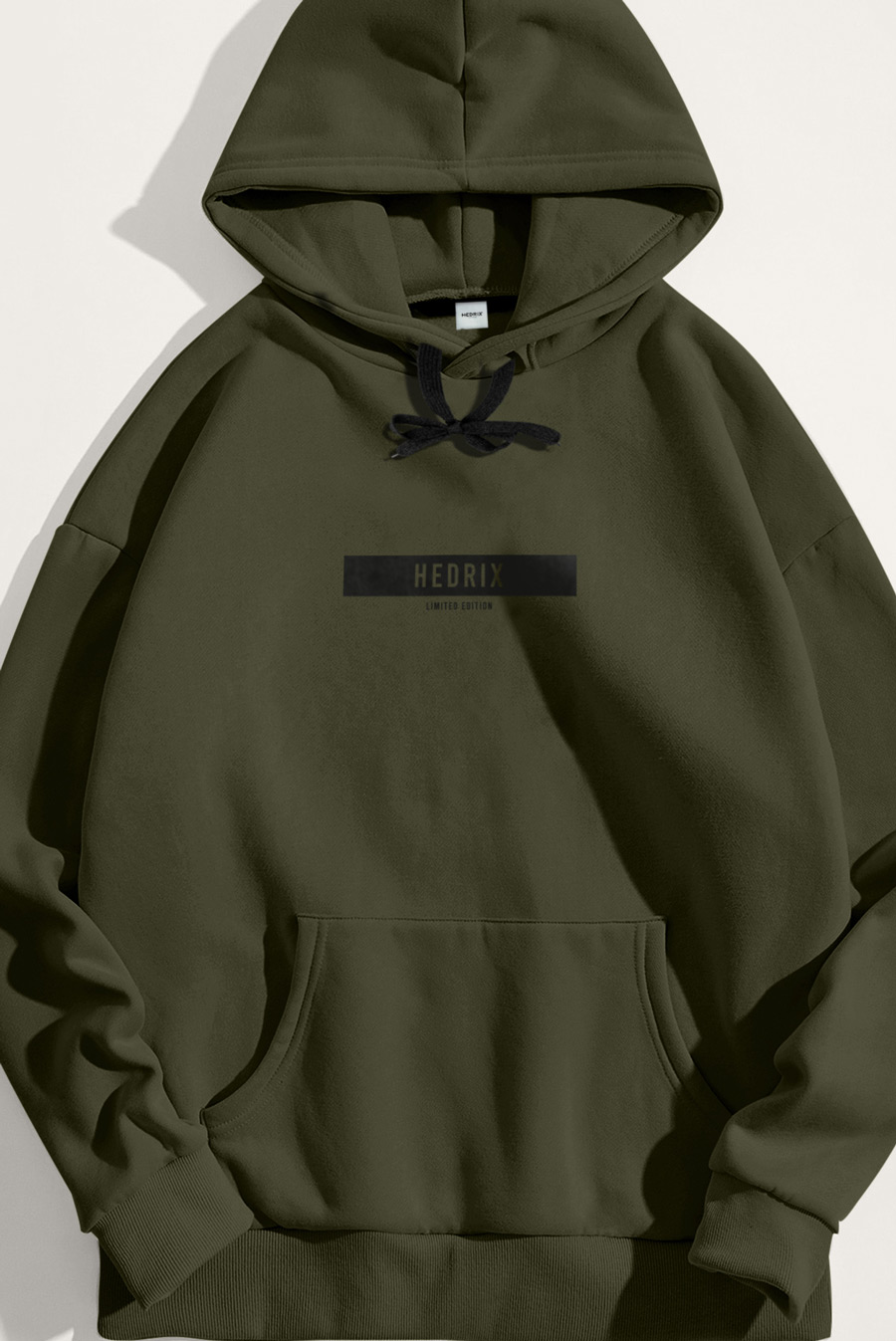 Levně Mikina s Kapucí, Barva Khaki, s Potiskem Discreet Hedrix Logo