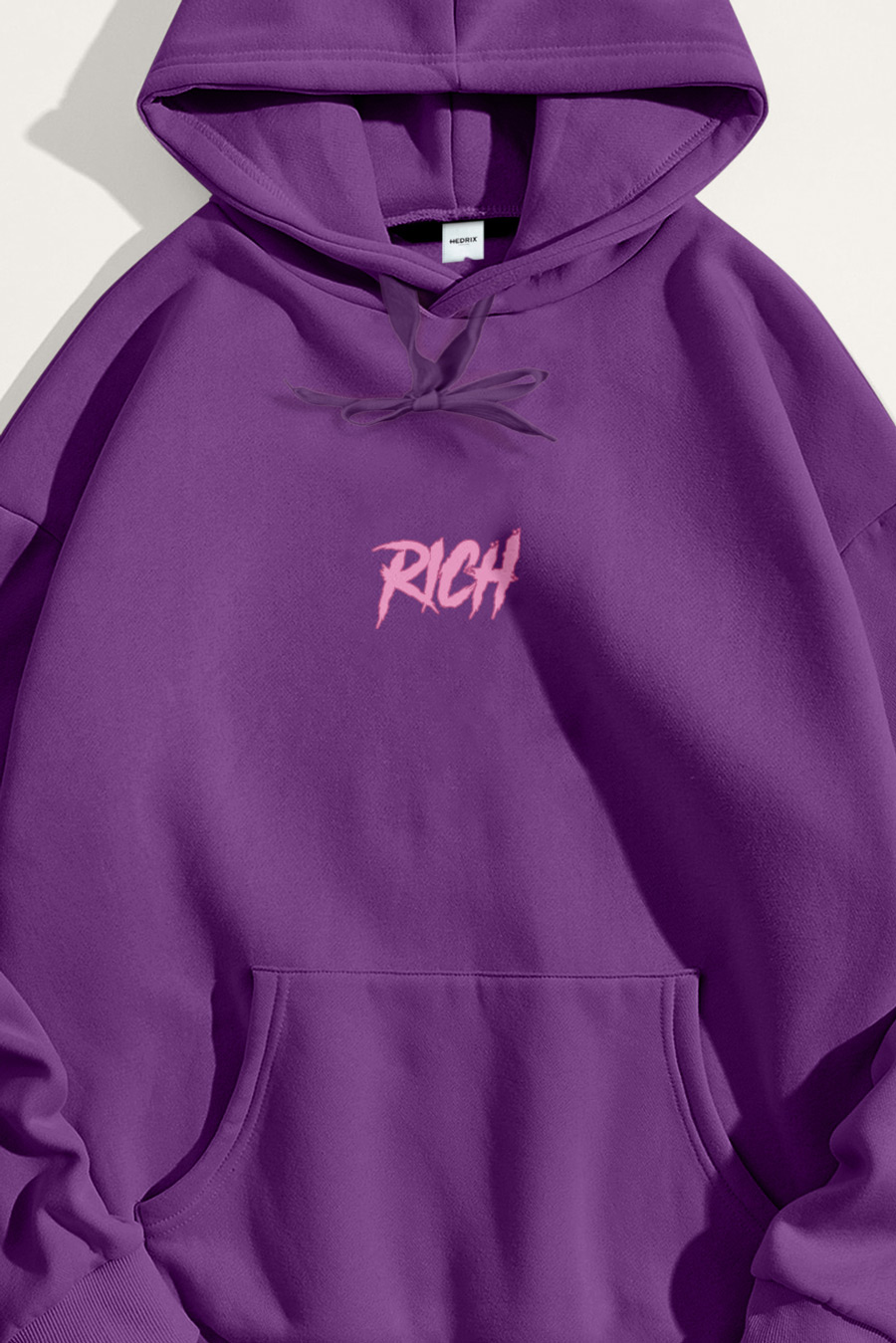 Levně Mikina s Kapucí, Barva Fialová , s Potiskem Get Rich
