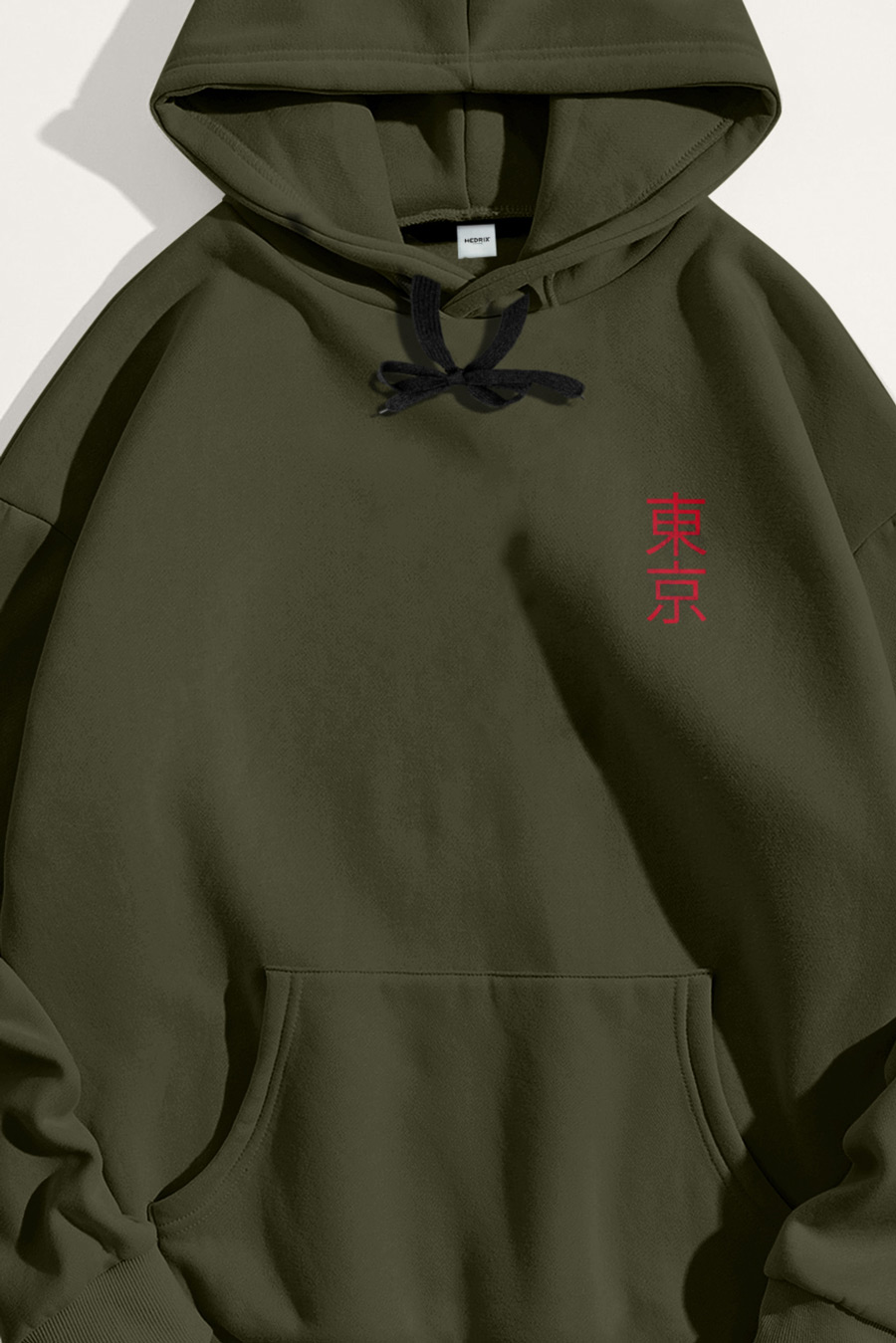 Levně Mikina s Kapucí, Barva Khaki, s Potiskem Tokyo Rising Dragon