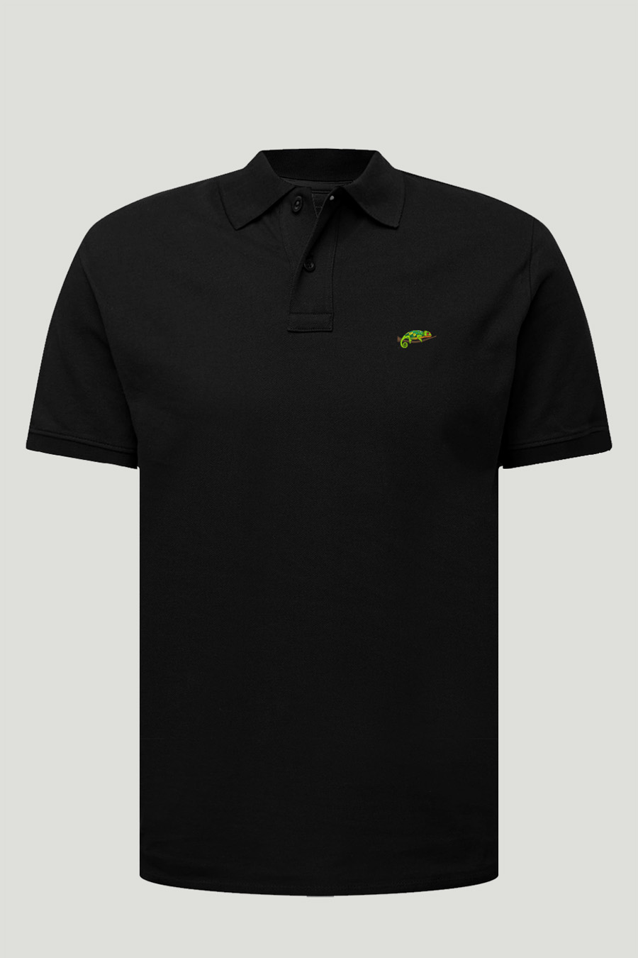 Levně Polo Tričko Slim Fit, Barva Černá, s Potiskem Chameleon