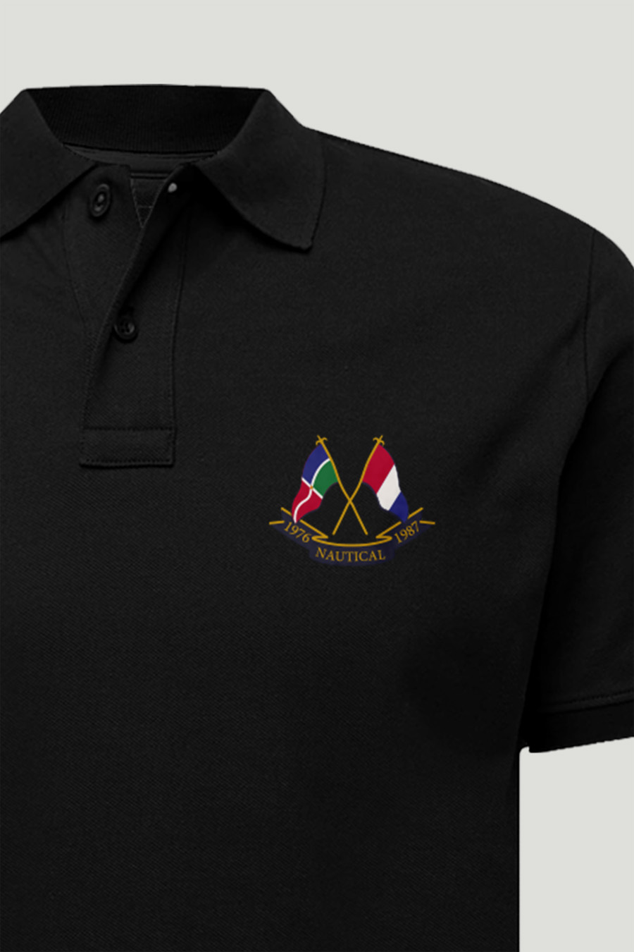 Levně Polo Tričko Slim Fit, Barva Černá, s Potiskem Nautical Flags
