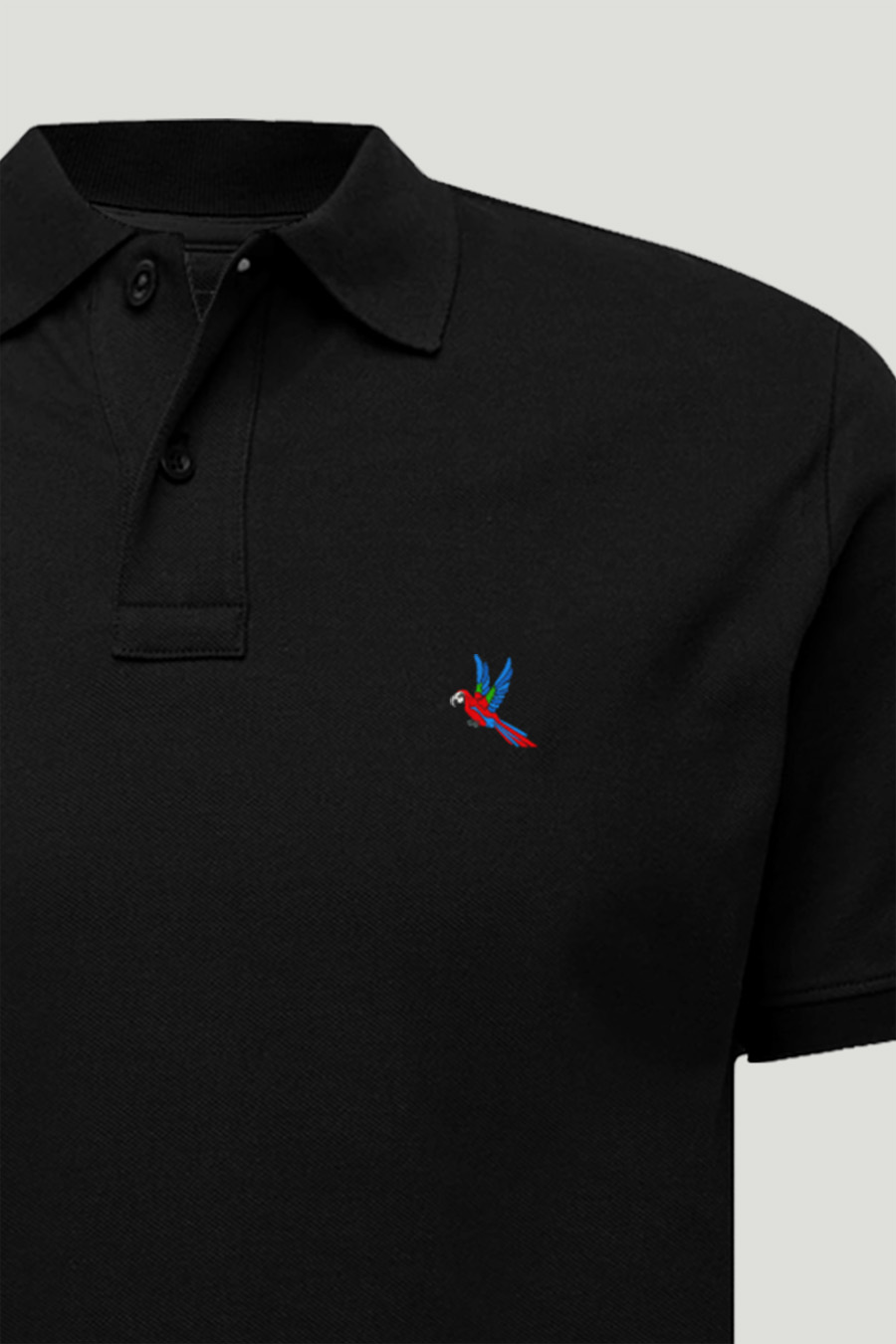 Levně Polo Tričko Slim Fit, Barva Černá, s Potiskem Flying Parrot