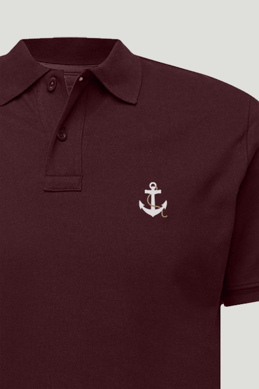 Levně Polo Tričko Slim Fit, Barva Bordó, s Potiskem Anchor