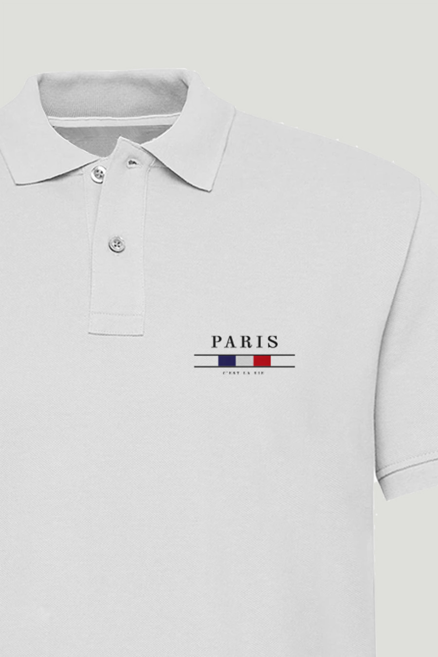 Levně Polo Tričko Slim Fit, Barva Bílá, s Potiskem Paris La Vie Minimal