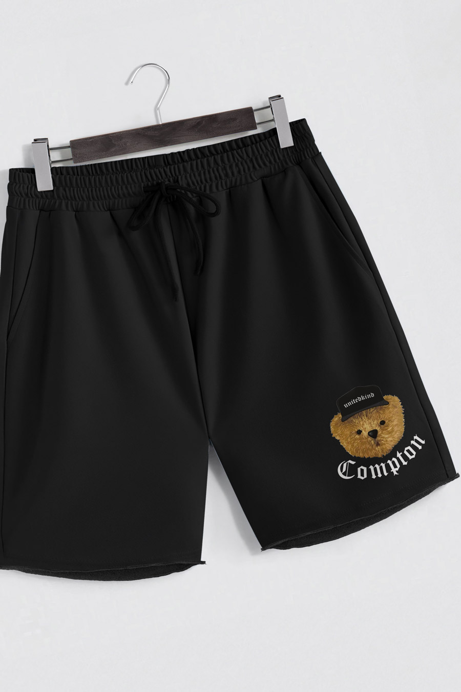 Levně Šortky, Barva Černá, s Potiskem Compton Teddy