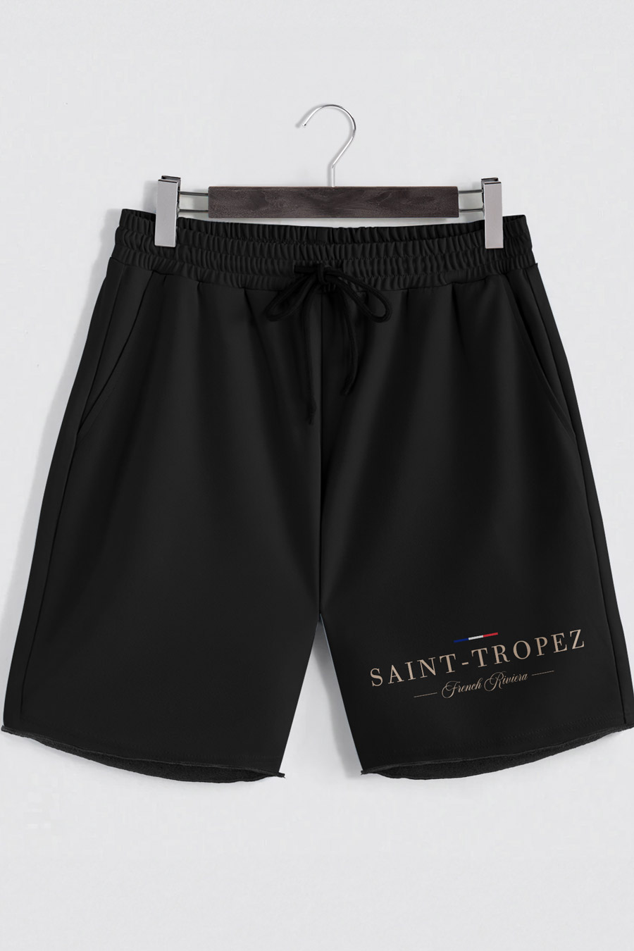 Levně Šortky, Barva Černá, s Potiskem Saint Tropez Riviera