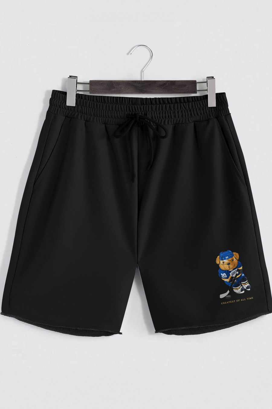 Levně Šortky, Barva Černá, s Potiskem Hockey Teddy