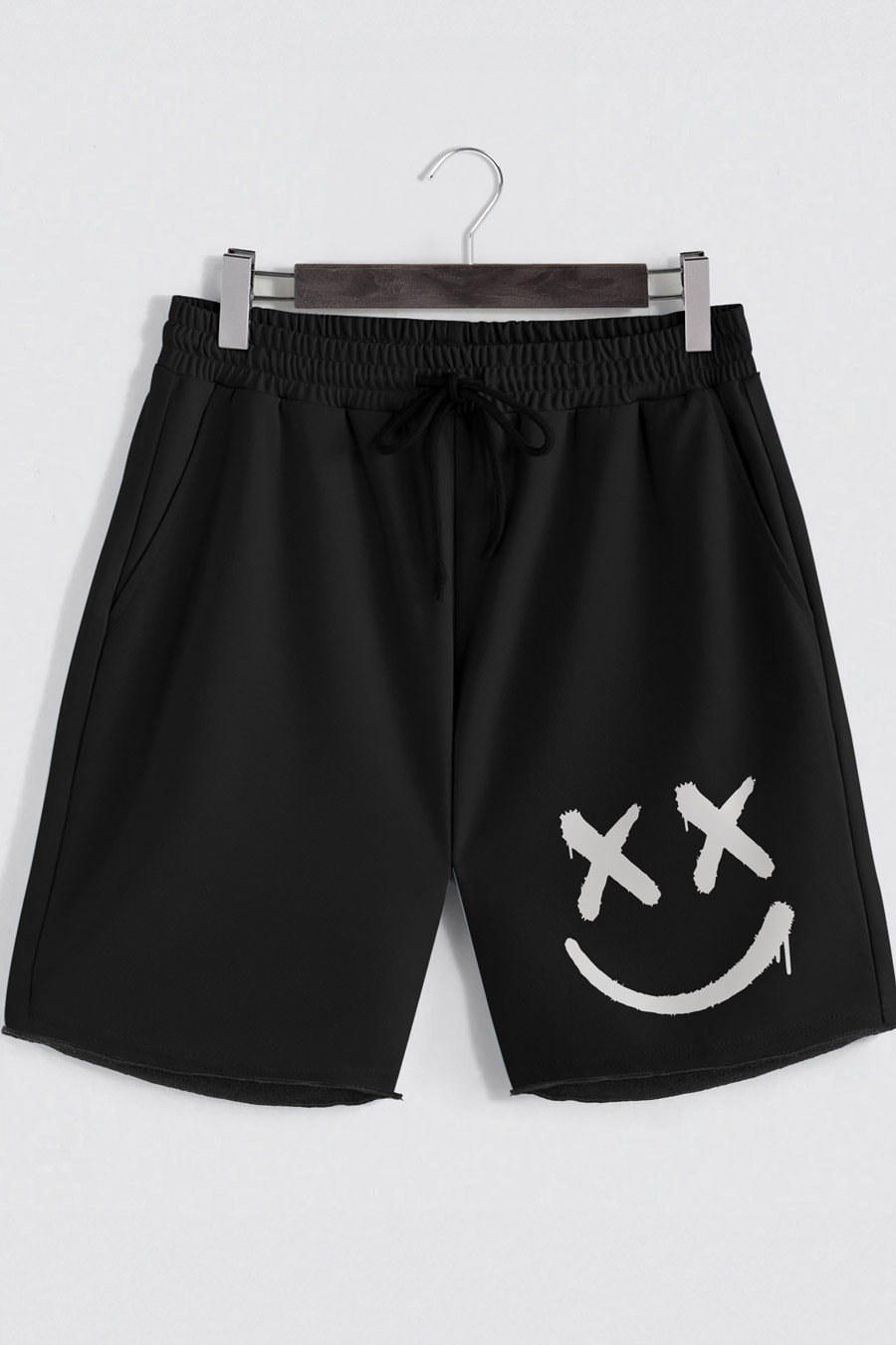 Levně Šortky, Barva Černá, s Potiskem Smiley Face Graffiti