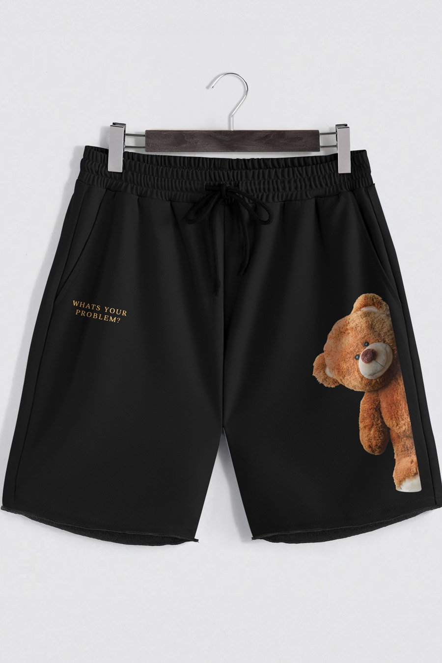 Levně Šortky, Barva Černá, s Potiskem Kind Teddy