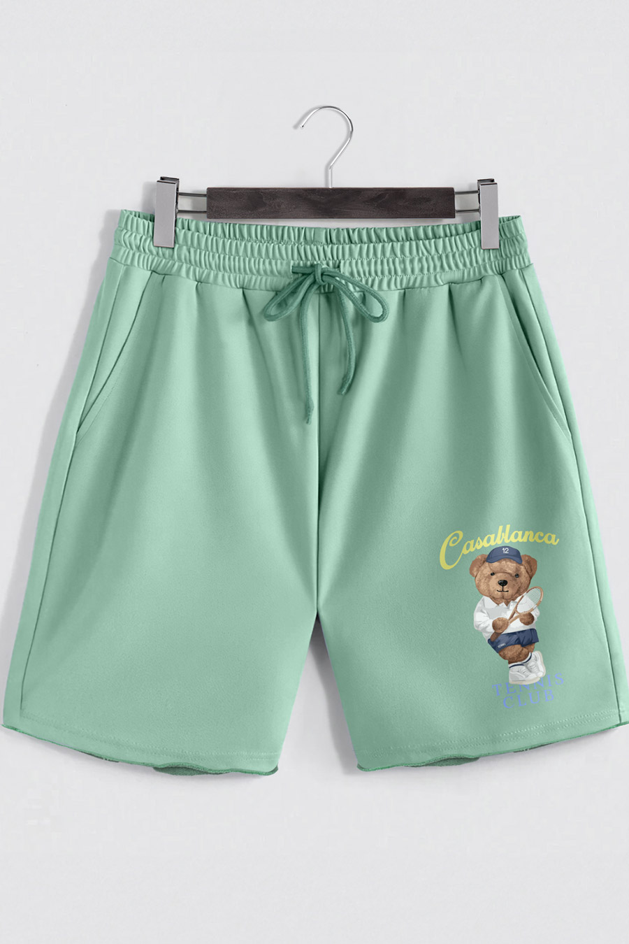 Levně Šortky, Barva Světle Zelená, s Potiskem Tennis Teddy