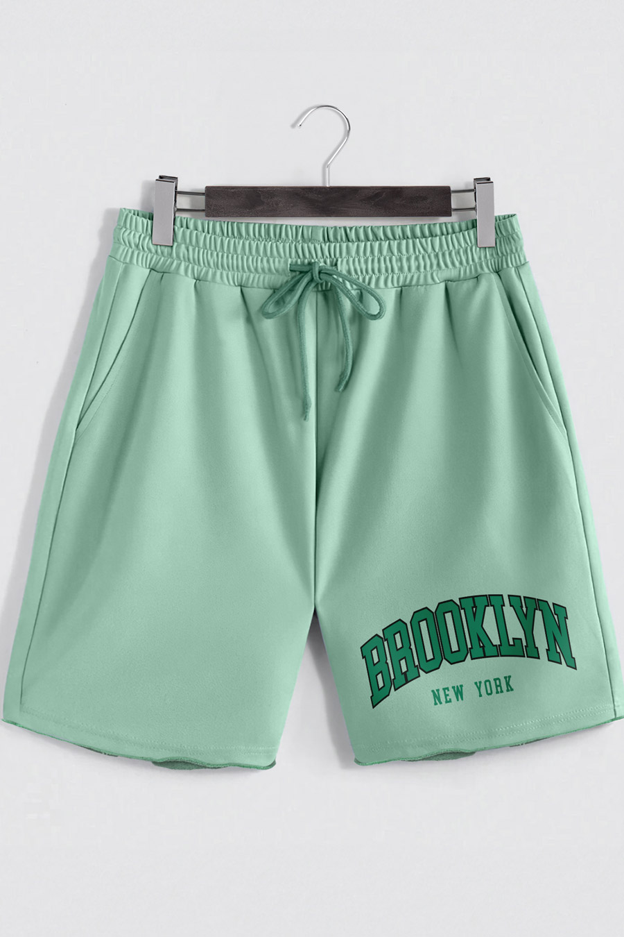 Levně Šortky, Barva Světle Zelená, s Potiskem Brooklyn New York