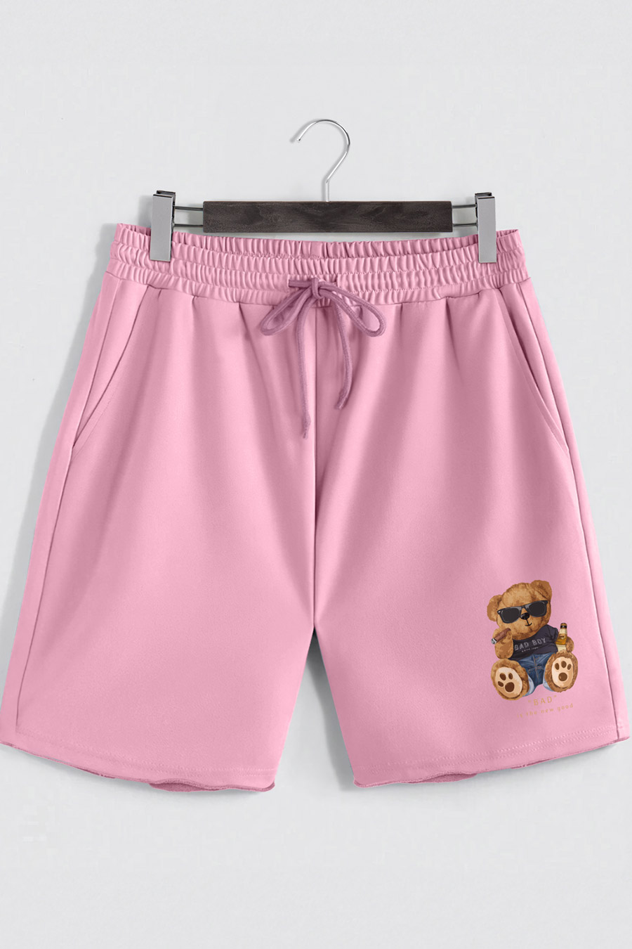 Levně Šortky, Barva Růžová, s Potiskem Bad Boy Teddy