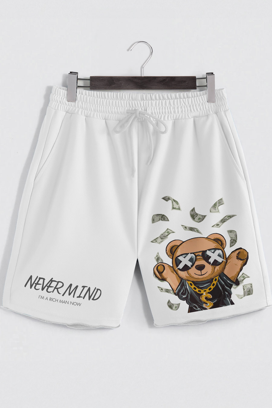 Levně Šortky, Barva Bílá, s Potiskem Moneymaker Teddy