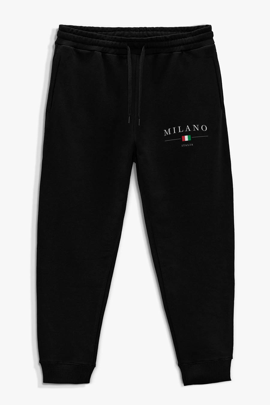 Levně Tepláky Jogger , Barva Černá, s Potiskem Milano Italia Minimal
