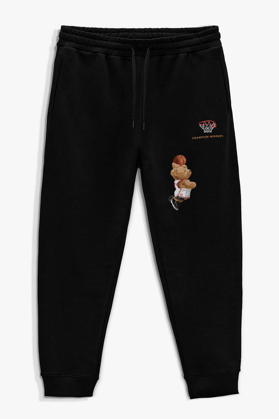 Levně Tepláky Jogger , Barva Černá, s Potiskem Champion Mindset Teddy