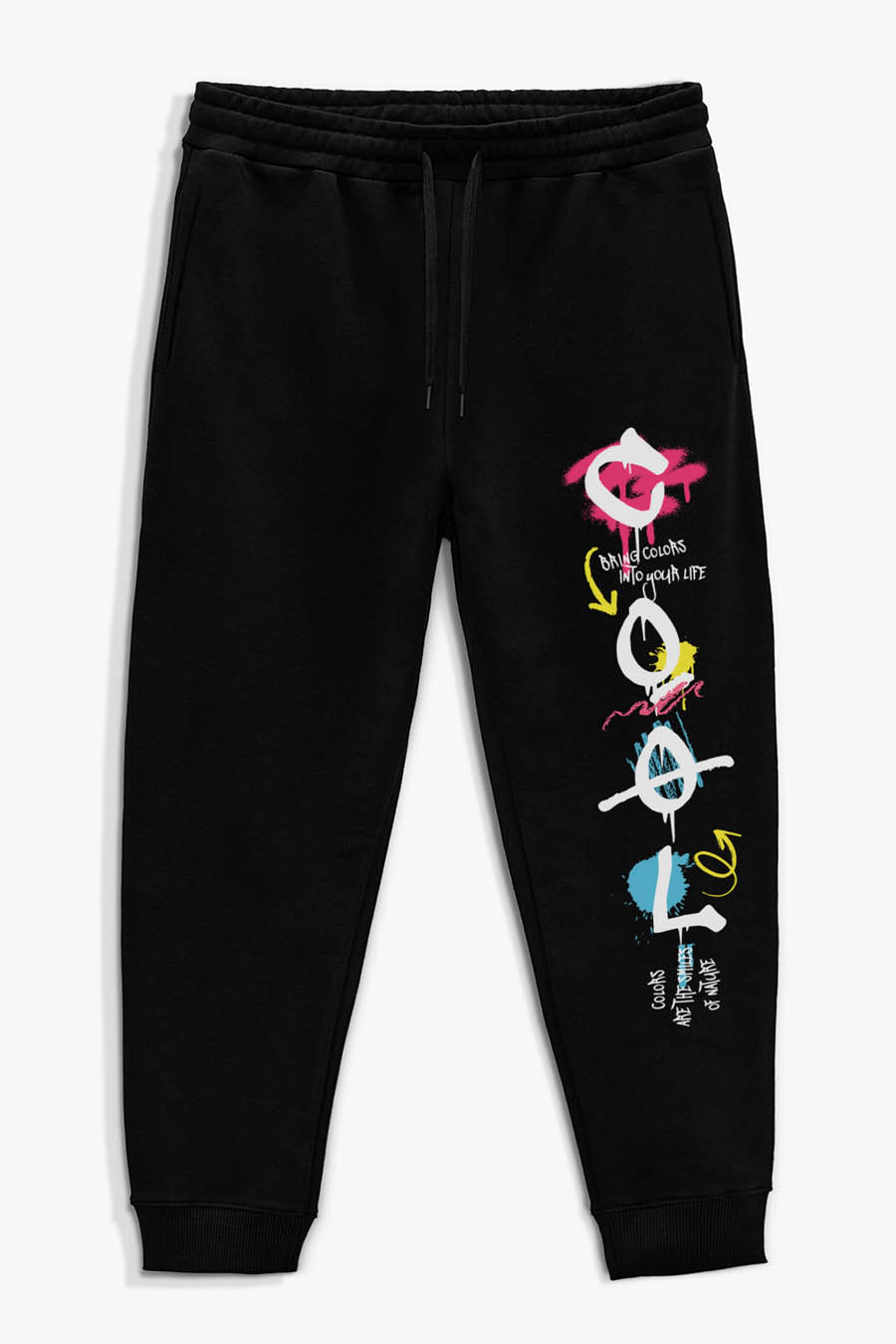 Levně Tepláky Jogger , Barva Černá, s Potiskem Cool Colorful Life