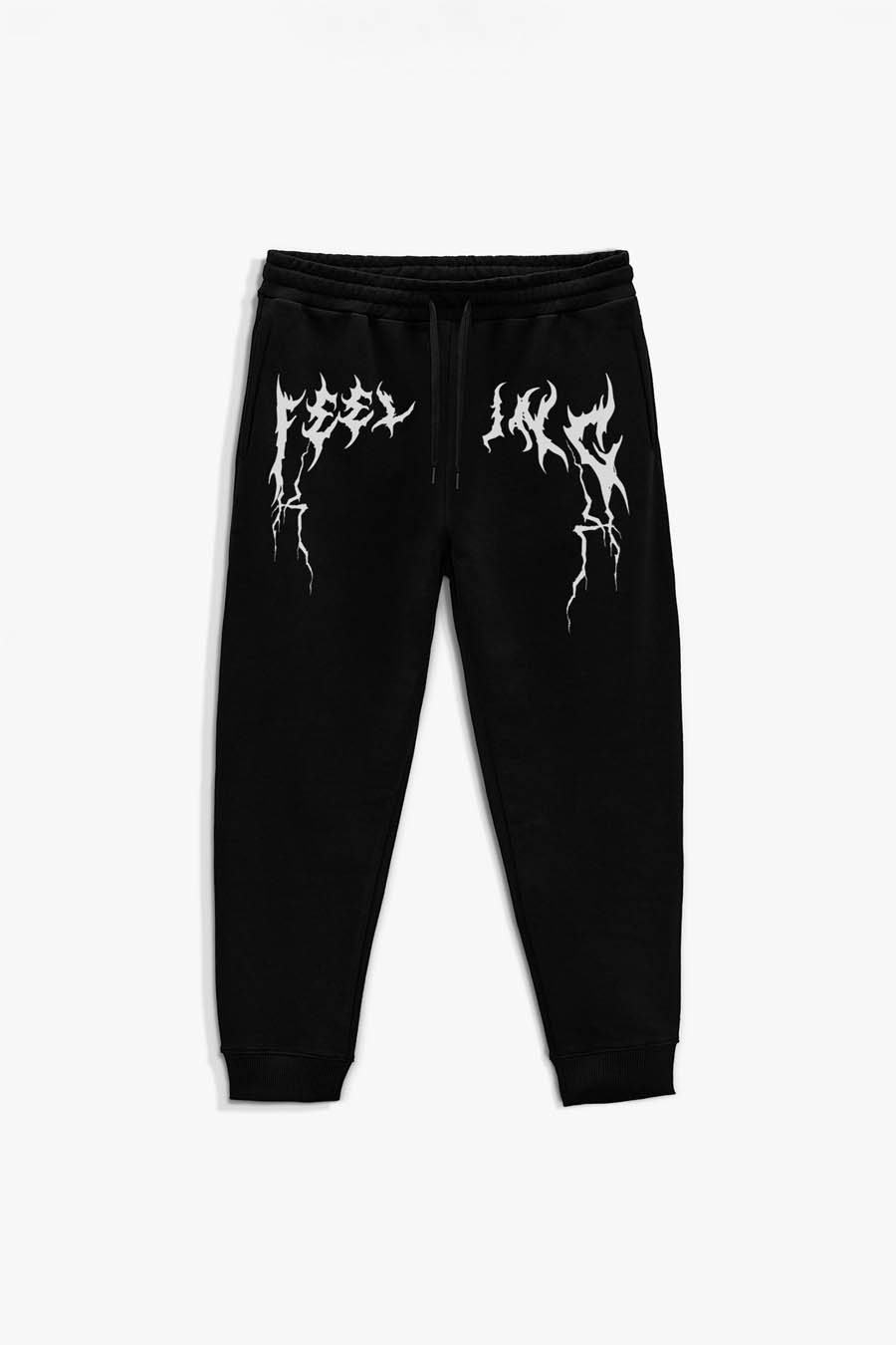 Levně Tepláky Jogger , Barva Černá, s Potiskem Feelings