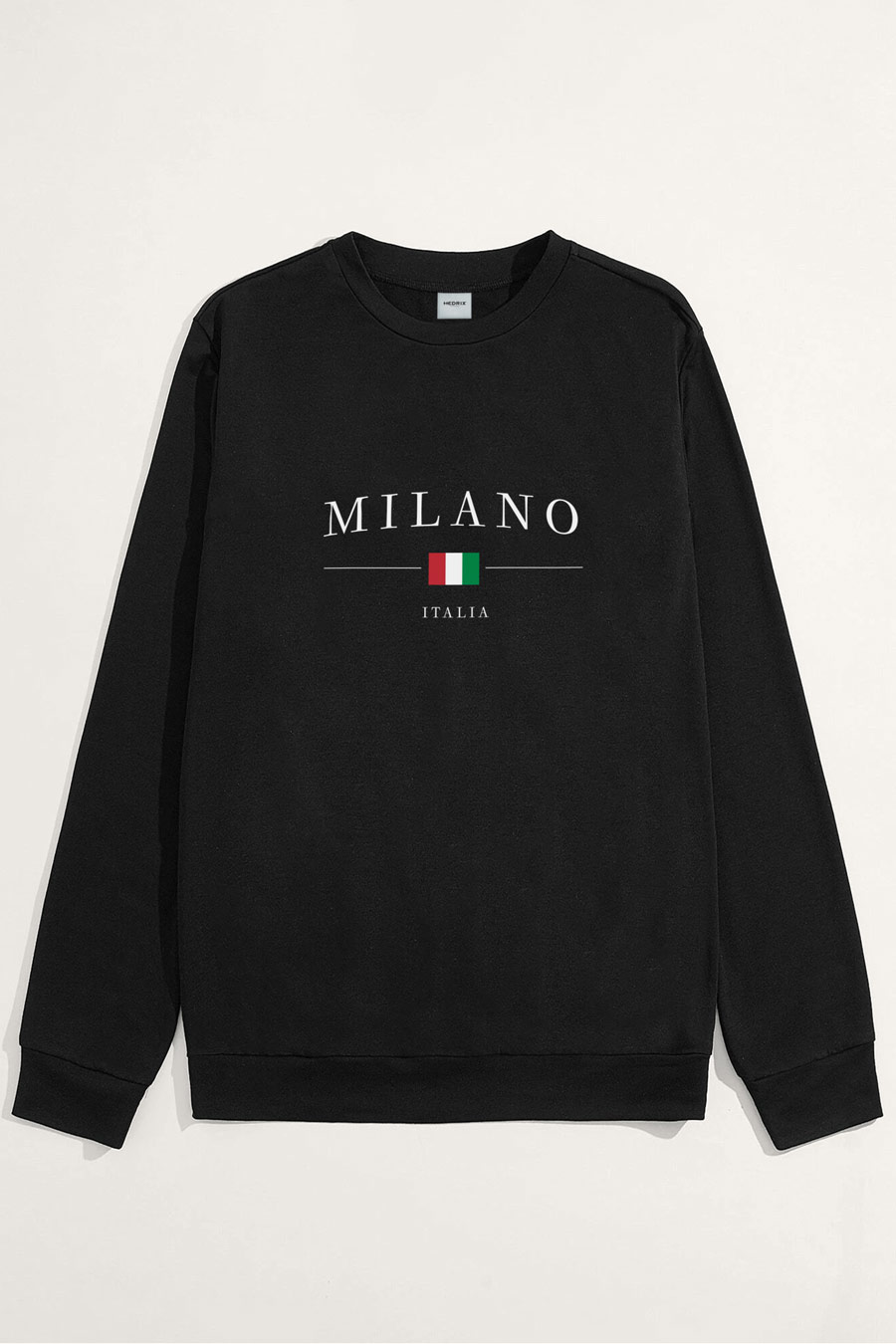 Levně Mikina, Barva Černá, s Potiskem Milano Italia