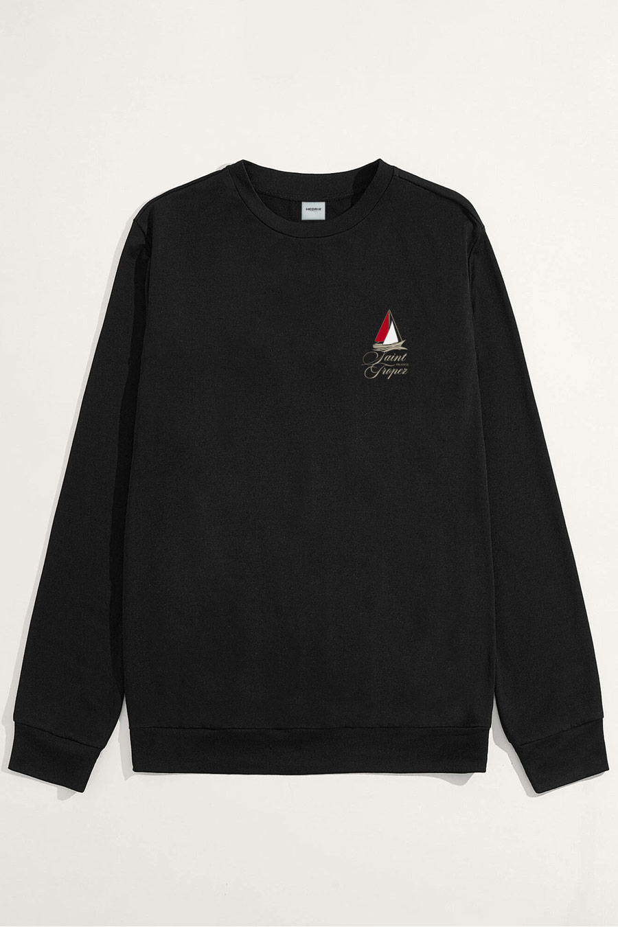 Levně Mikina, Barva Černá, s Potiskem Minimal Saint Tropez Sailing