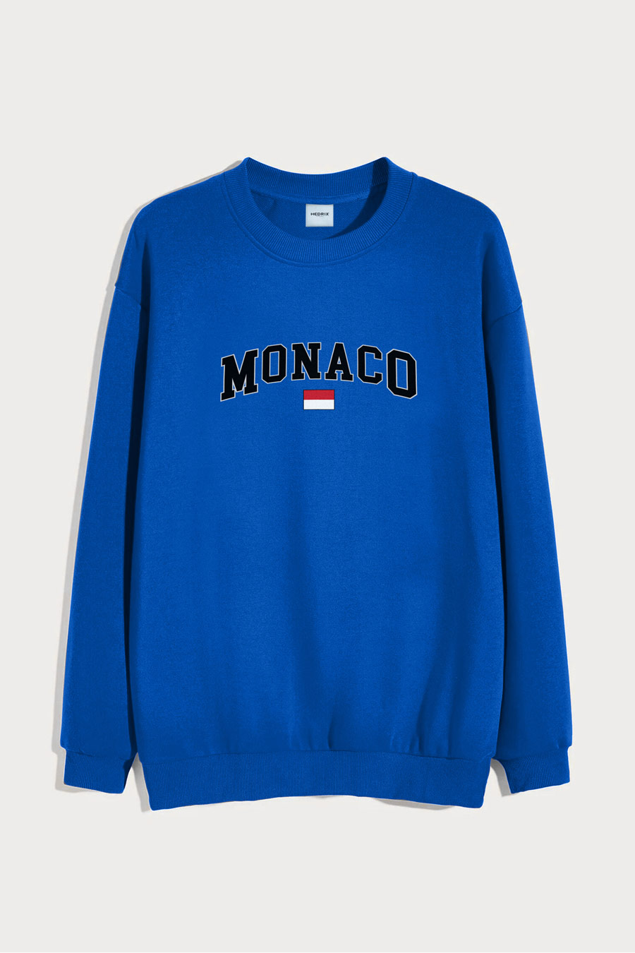 Levně Mikina, Barva Modrá Elektrická, s Potiskem Monaco Flag
