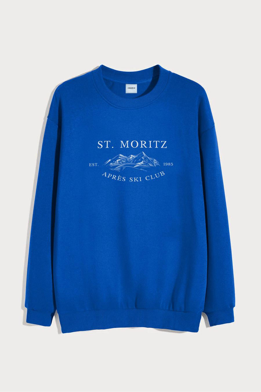 Levně Mikina, Barva Modrá Elektrická, s Potiskem St. Moritz Est. 1985